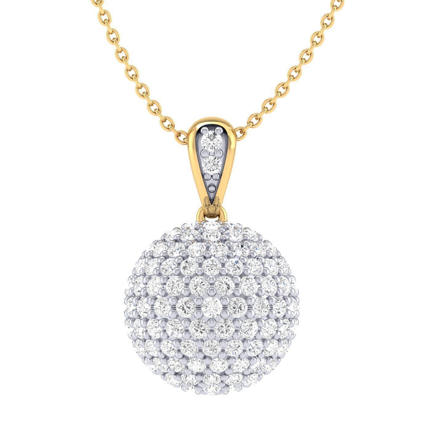 HFS-N012 (1) Silver Necklace featuring a sparkling glitter ball charm.