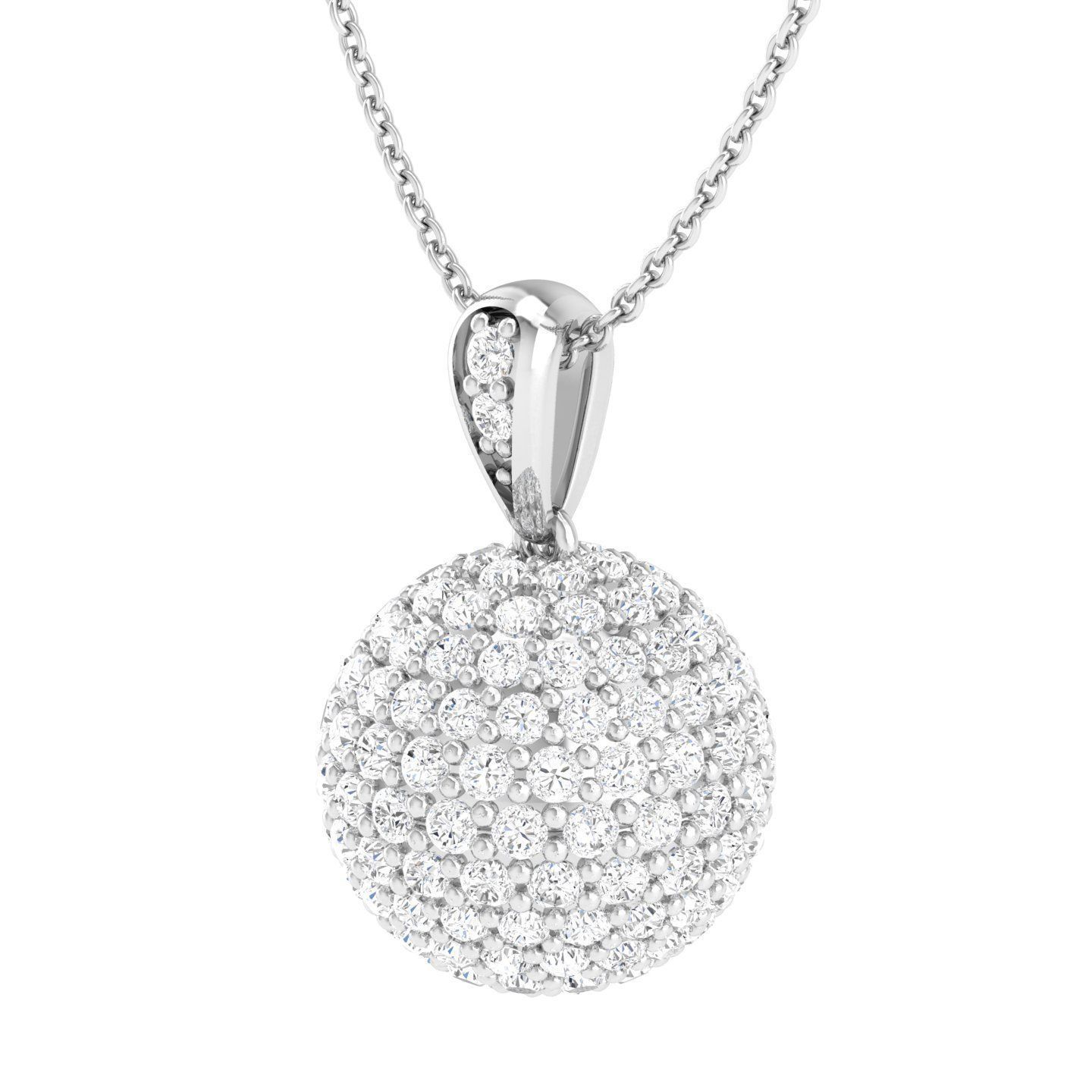 HFS-N012 (2) Silver Necklace featuring a sparkling glitter ball charm.