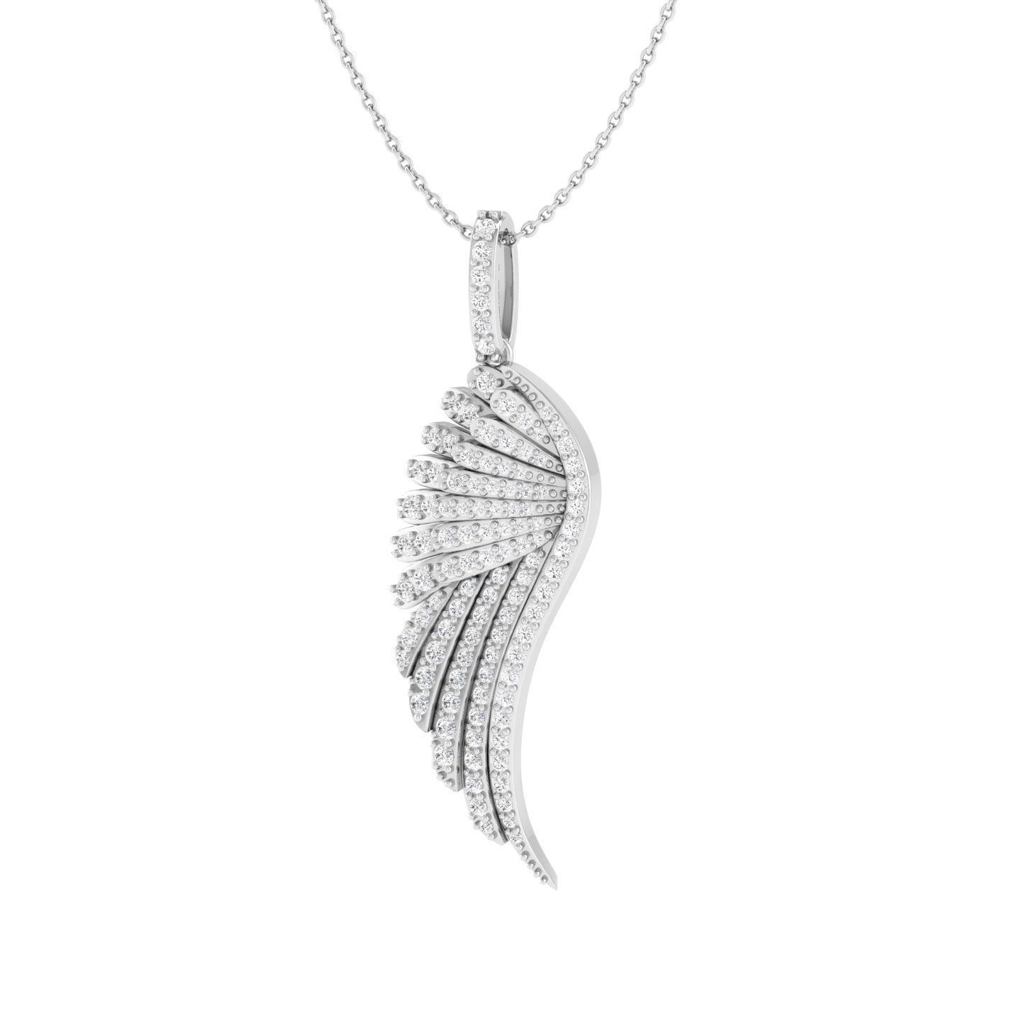 Silver Necklace with a sparkling wing charm design.