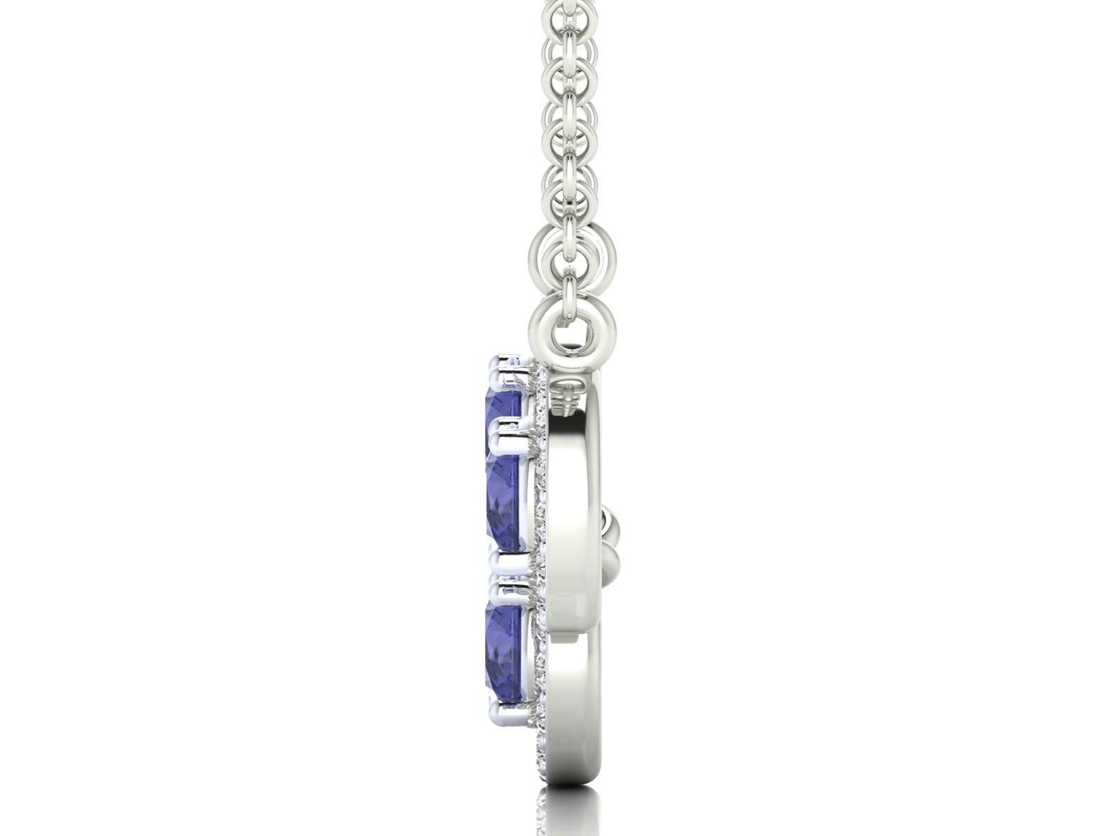 Three sapphire gemstones set in a delicate silver necklace