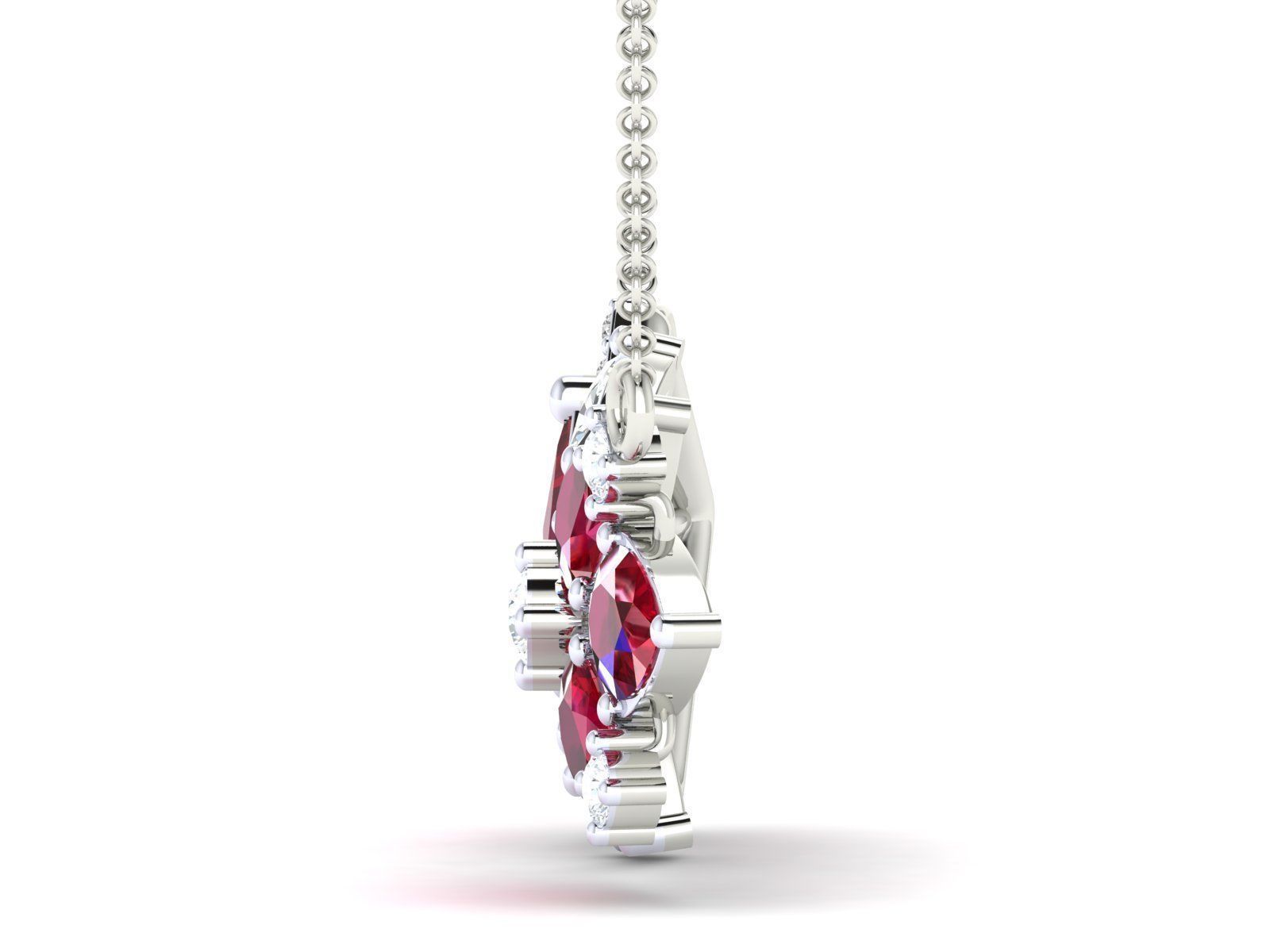 HFS-N016 (3) Ruby gem set in a geometric silver necklace