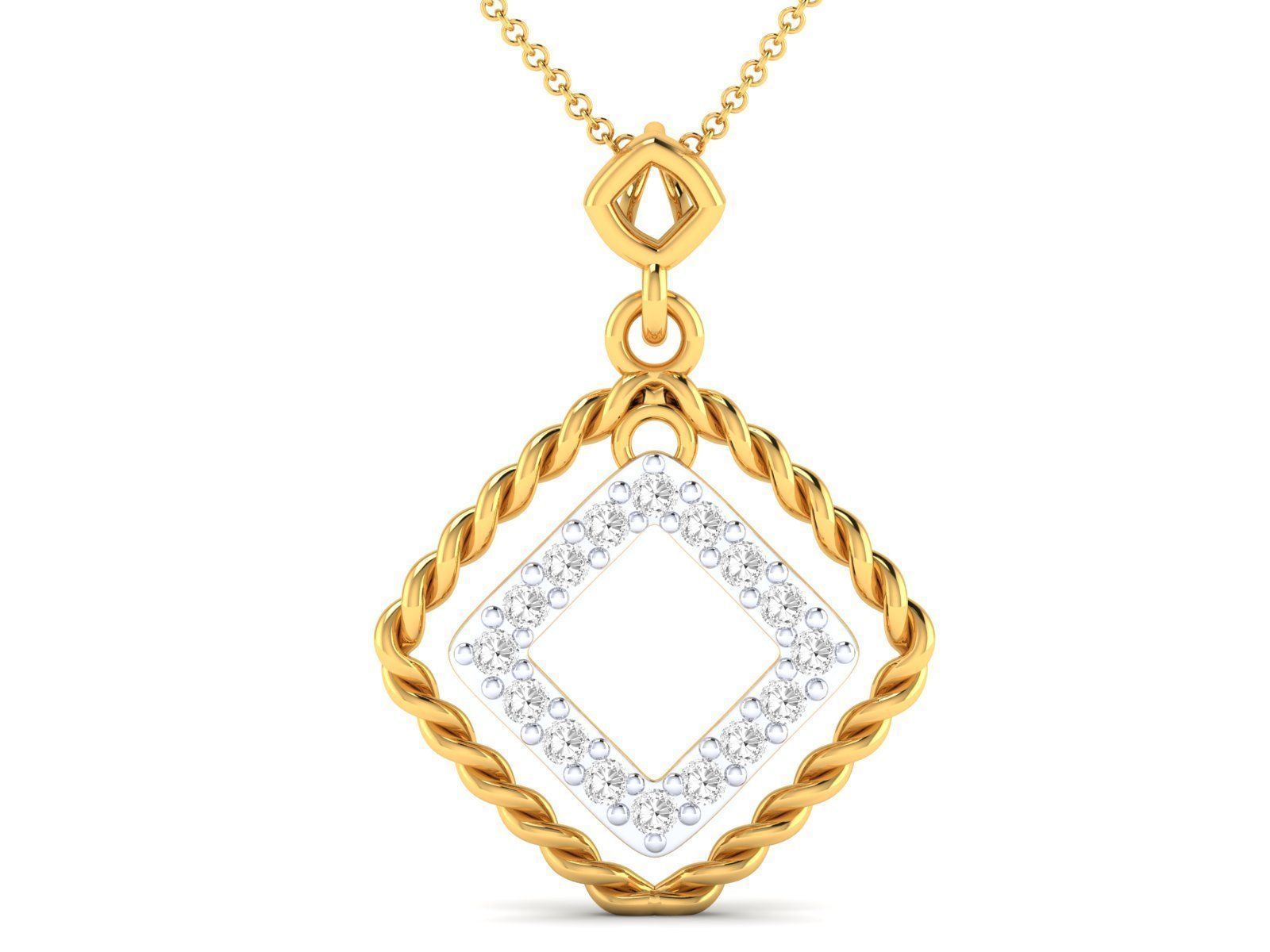 HFS-N018 (1) Sparkling square gems in a braided necklace design