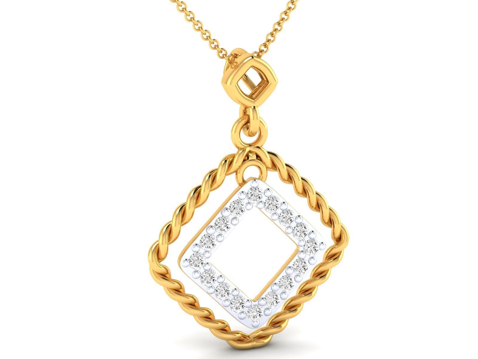 HFS-N018 (10) Sparkling square gems in a braided necklace design