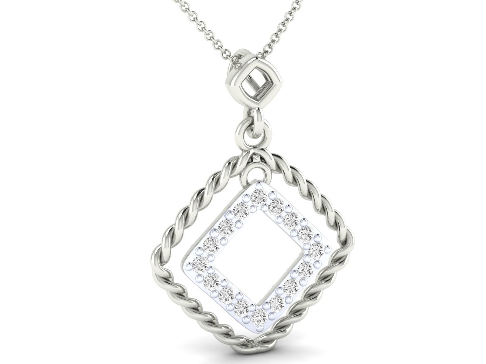HFS-N018 (7) Sparkling square gems in a braided necklace design