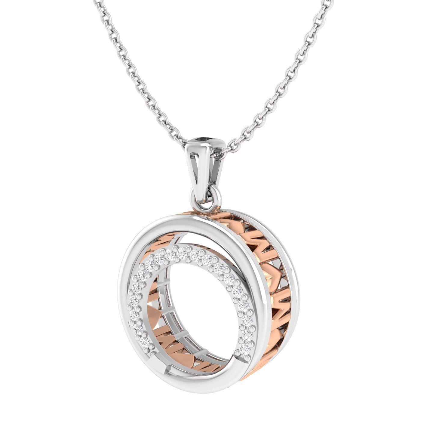 Sparkling Mom Duo Necklace with intertwined circles and dazzling stones