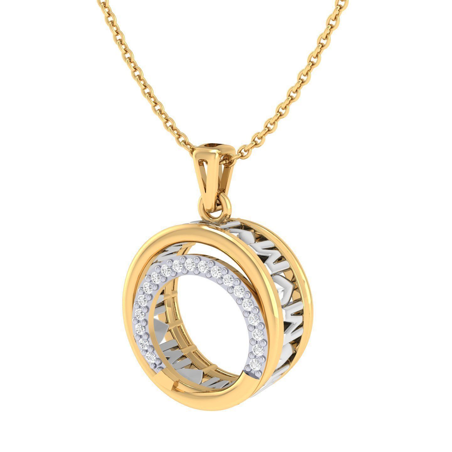 Sparkling Mom Duo Necklace with intertwined circles and dazzling stones