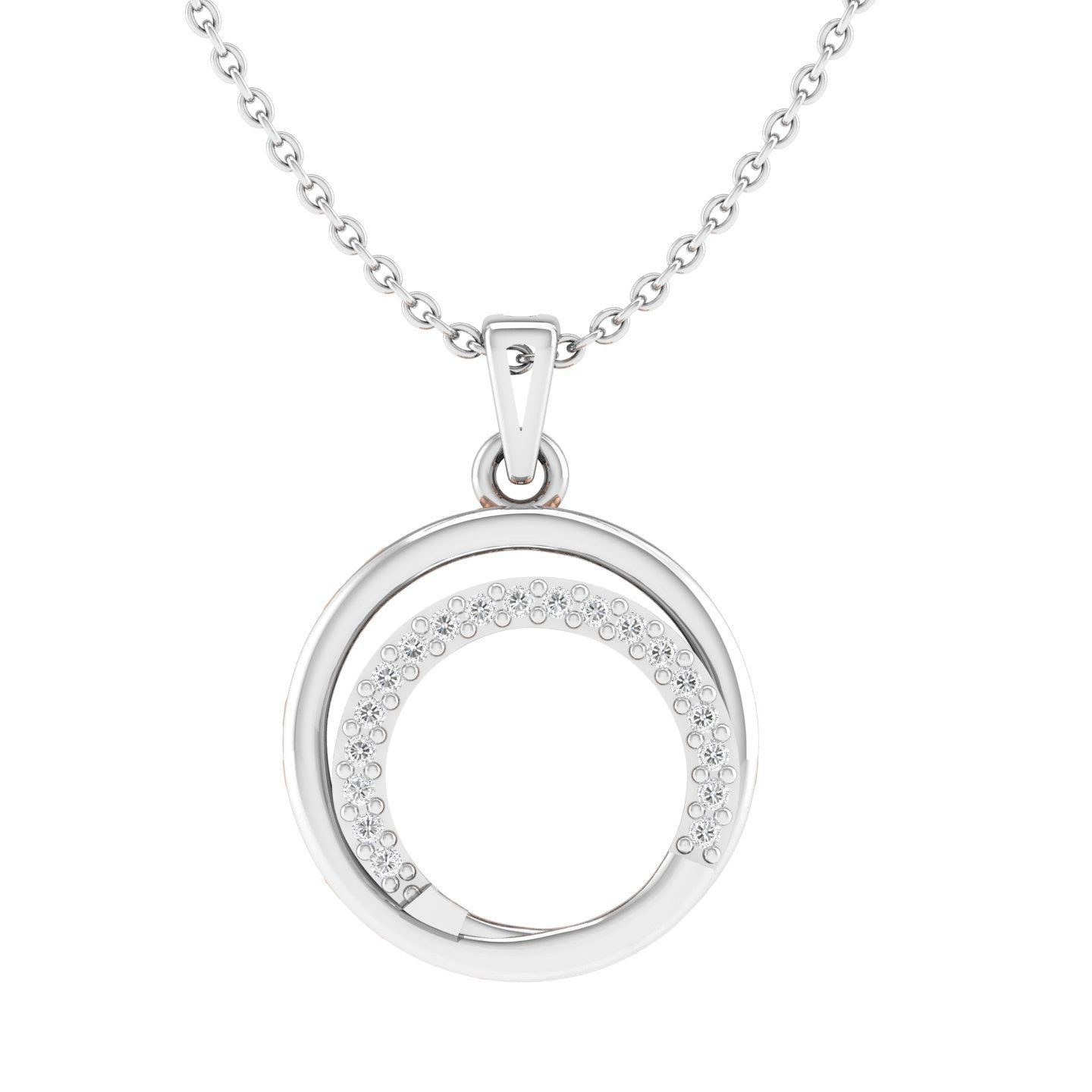 Sparkling Mom Duo Necklace with intertwined circles and dazzling stones