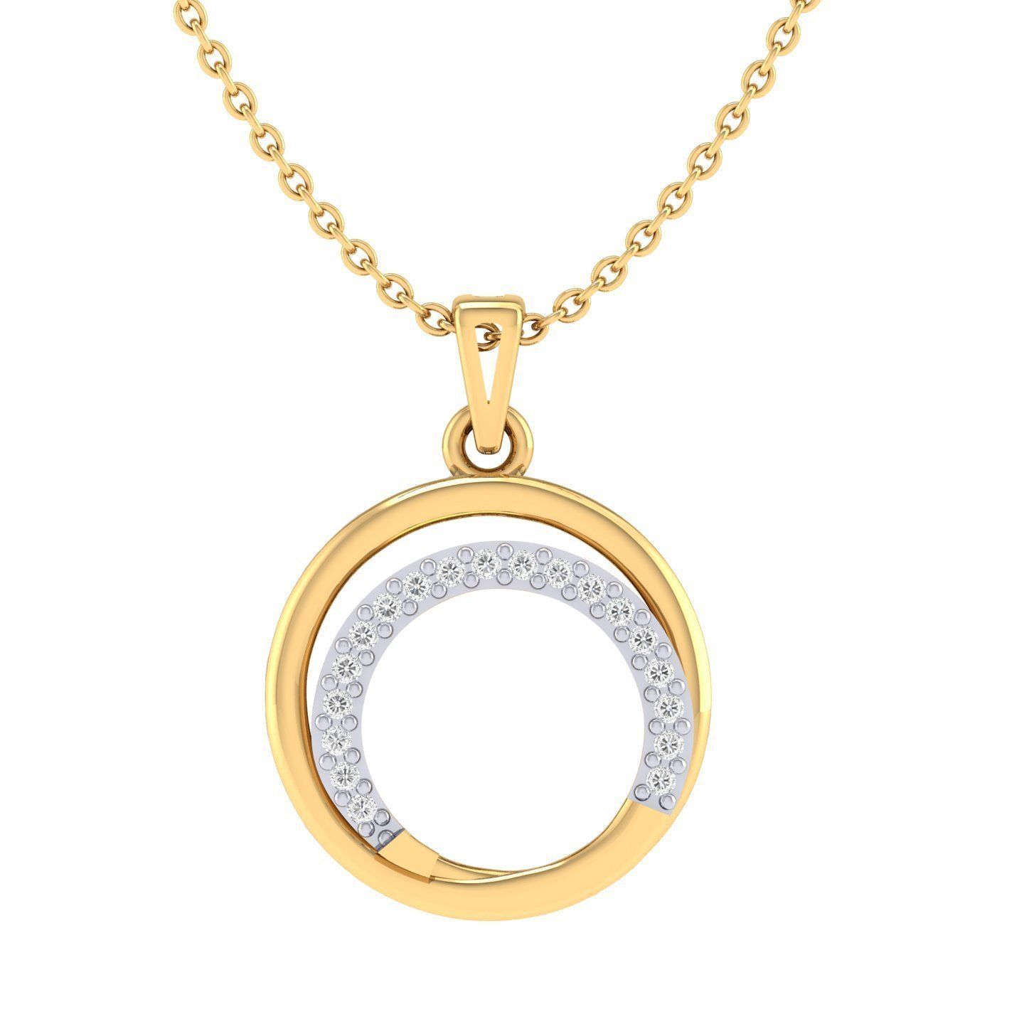 Sparkling Mom Duo Necklace with intertwined circles and dazzling stones