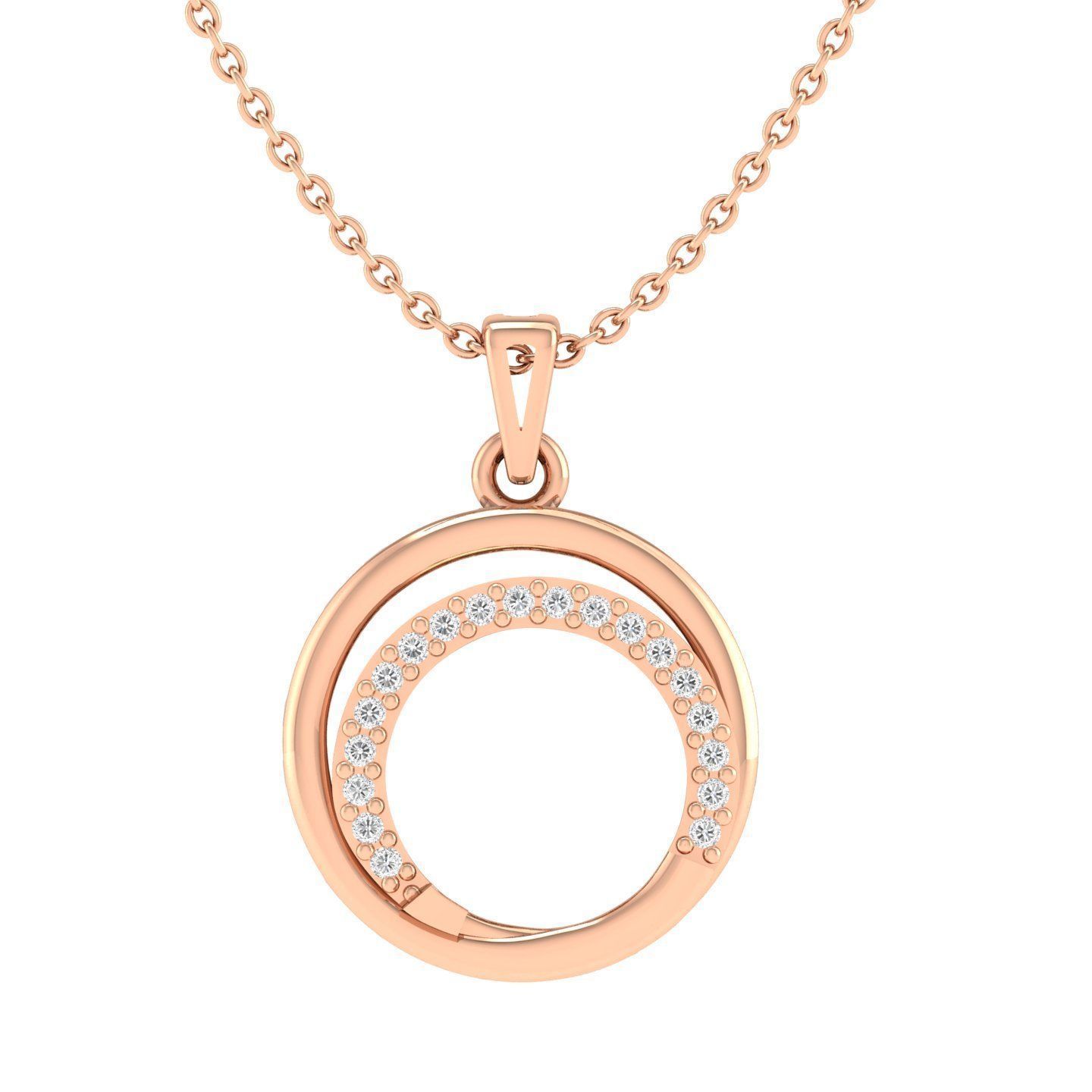 Sparkling Mom Duo Necklace with intertwined circles and dazzling stones