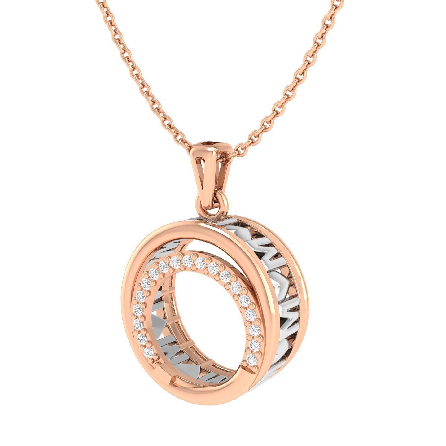 Sparkling Mom Duo Necklace with intertwined circles and dazzling stones