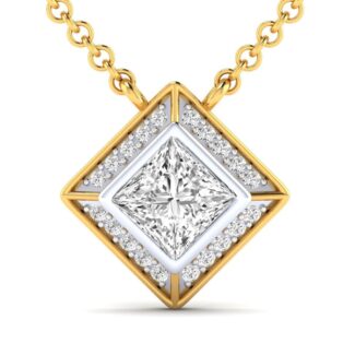 Sparkling Square Silver Necklace with dazzling gem