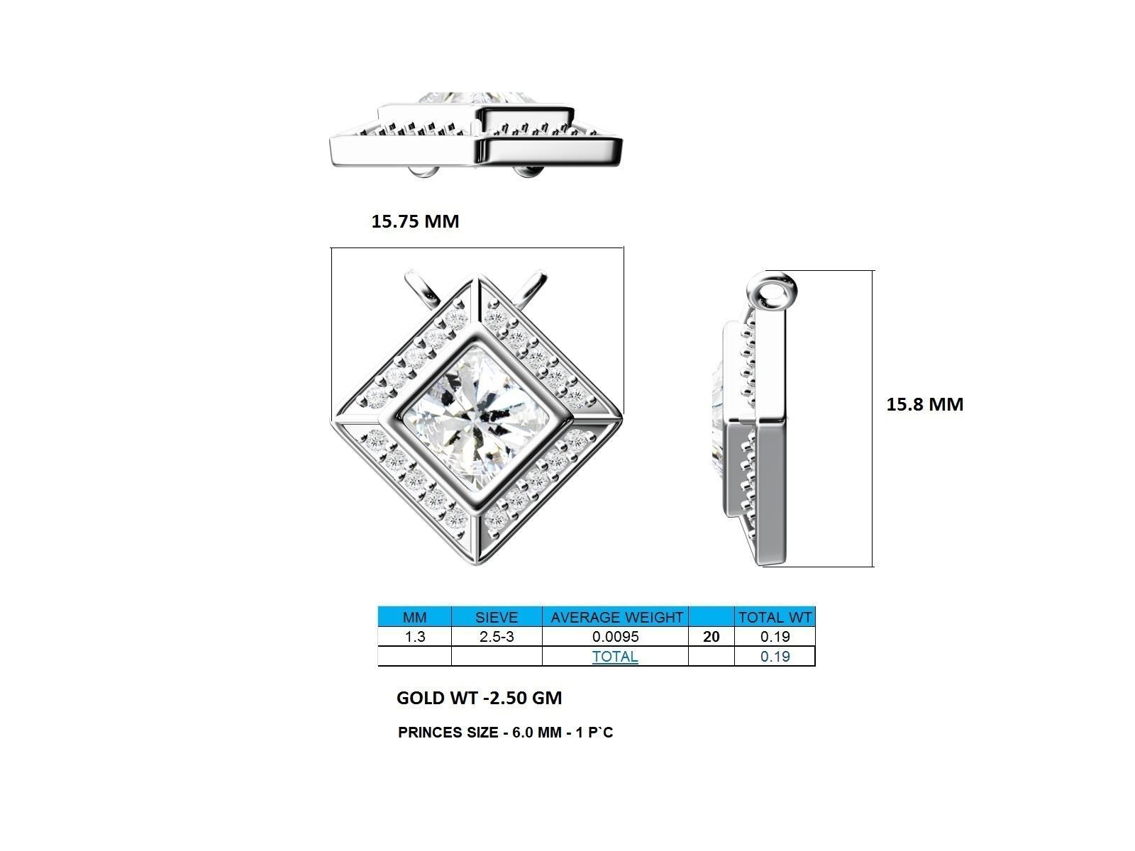 Sparkling Square Silver Necklace with dazzling gem