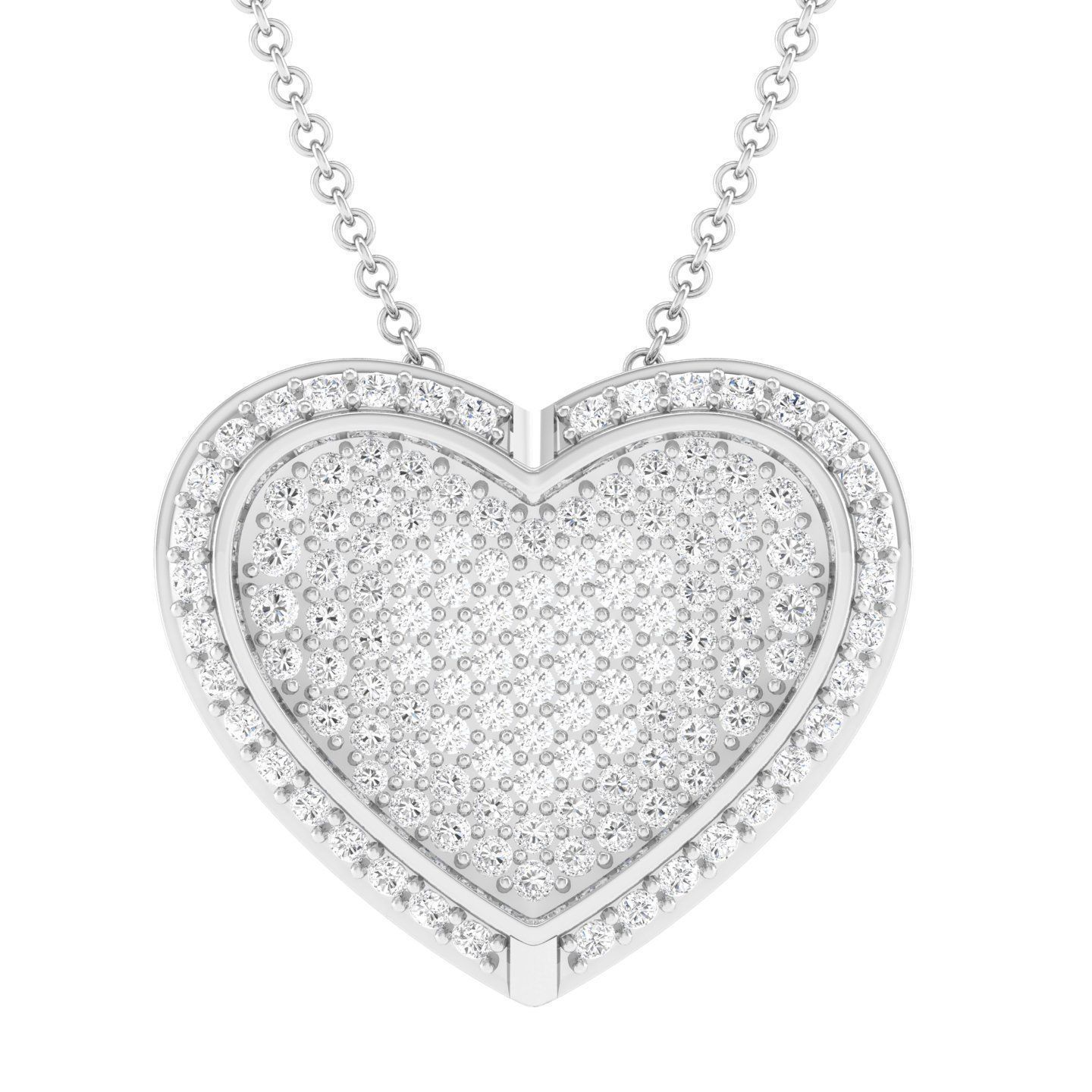 Elegant Heart Silver Necklace with sparkling heart-shaped design