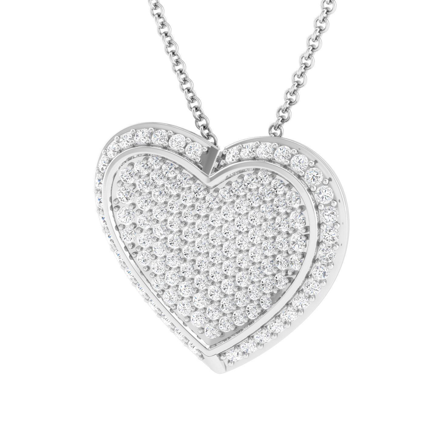 Elegant Heart Silver Necklace with sparkling heart-shaped design