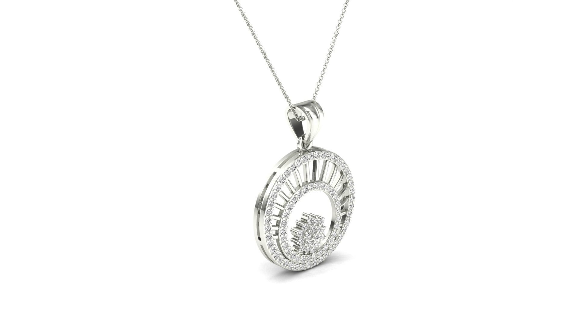 HFS-N025 (13) Snowflake Circle Silver Necklace with intricate snowflake design