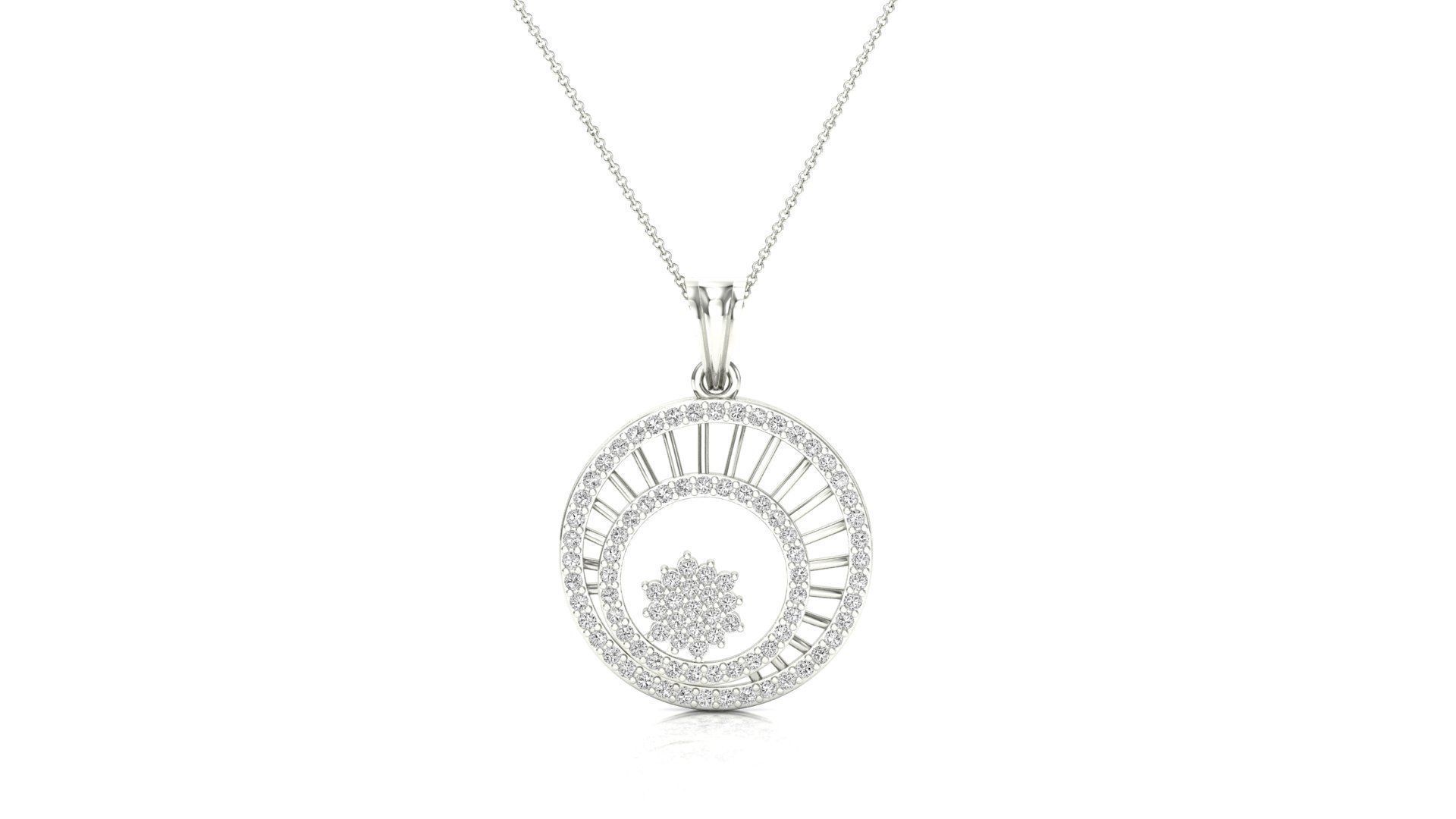 HFS-N025 (6) Snowflake Circle Silver Necklace with intricate snowflake design