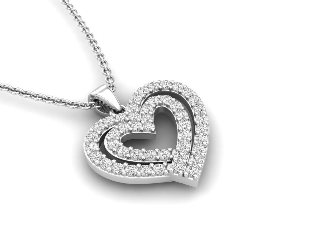 A silver necklace featuring two intertwined hearts adorned with sparkling stones, creating a radiant and elegant design.