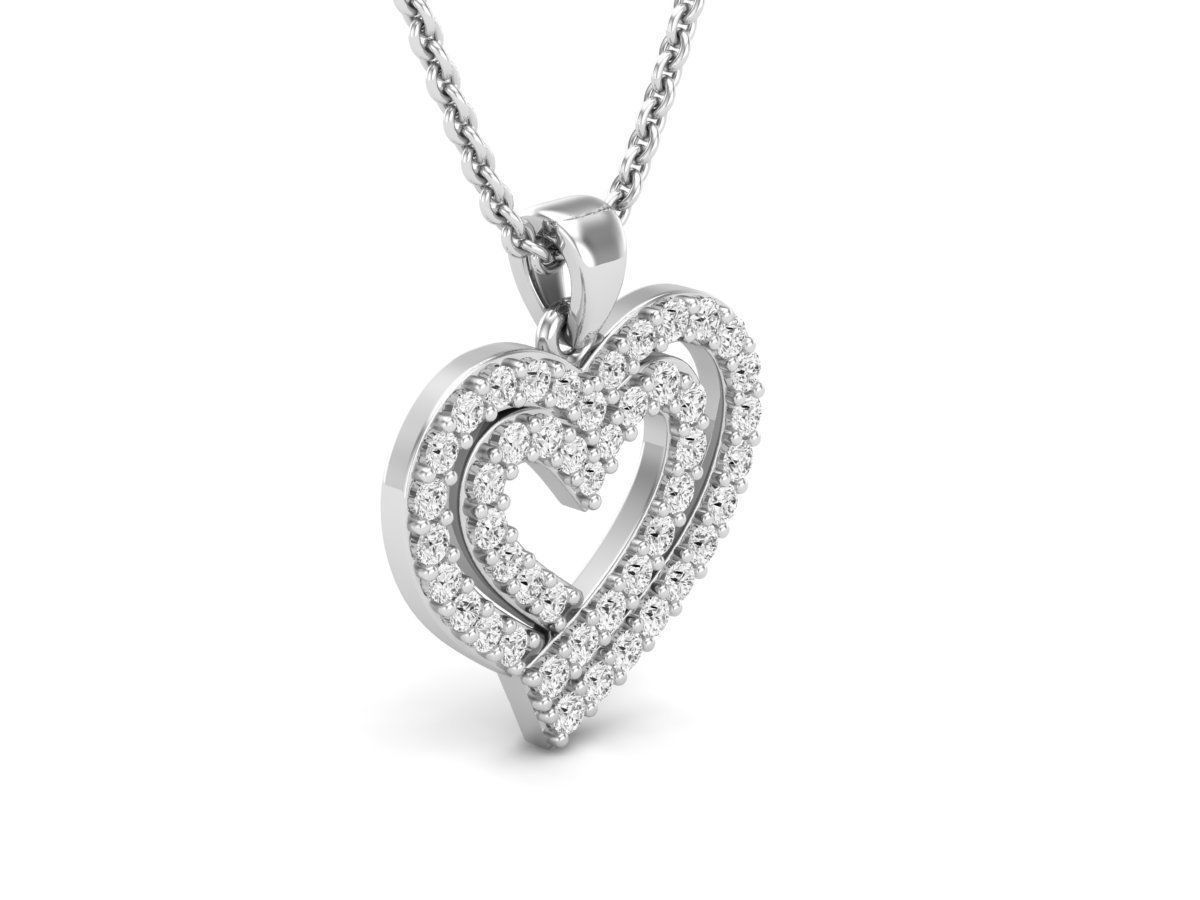A silver necklace featuring two intertwined hearts adorned with sparkling stones, creating a radiant and elegant design.