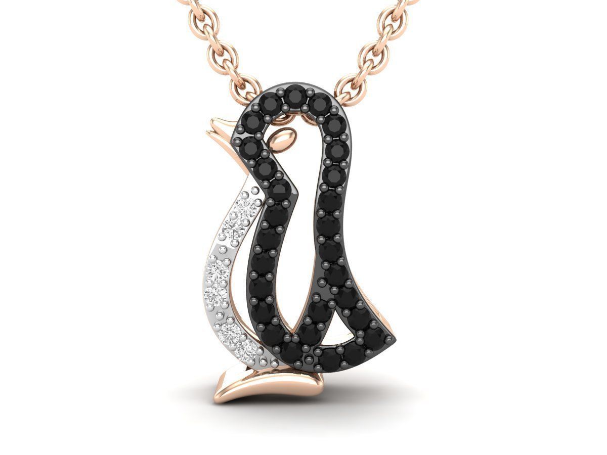 HFS-N030 (10) Sparkling Penguin Silver Necklace with a charming penguin pendant