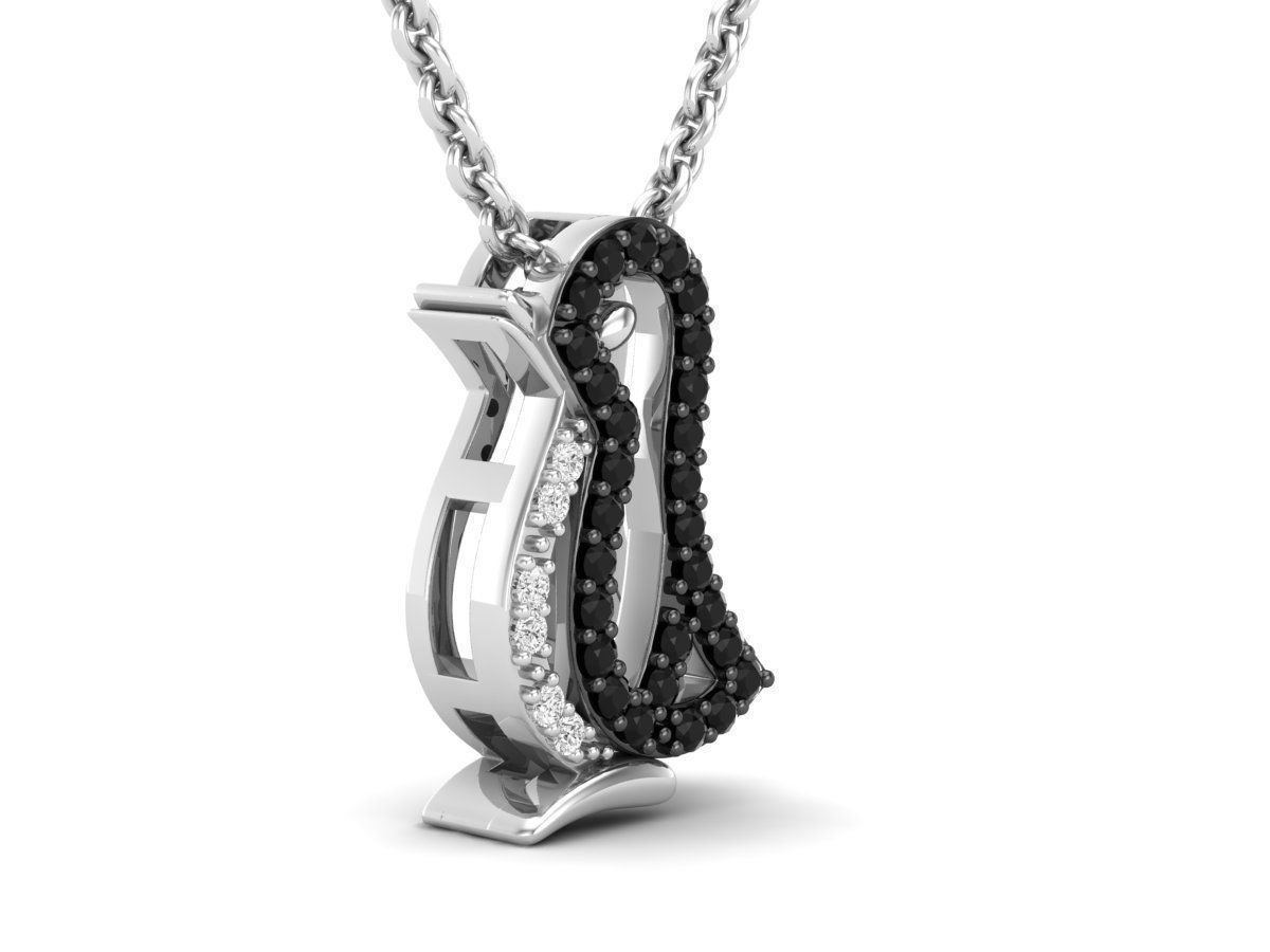 HFS-N030 (12) Sparkling Penguin Silver Necklace with a charming penguin pendant