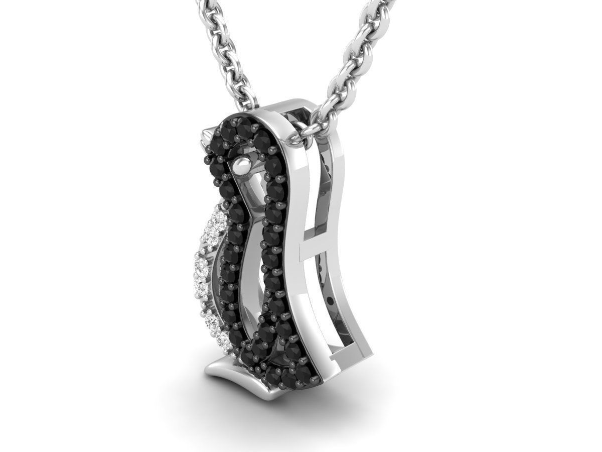 HFS-N030 (16) Sparkling Penguin Silver Necklace with a charming penguin pendant