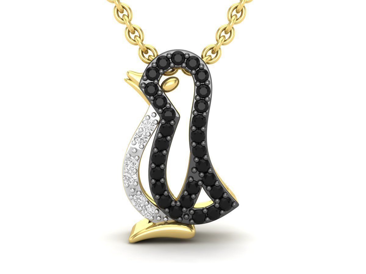 HFS-N030 (9) Sparkling Penguin Silver Necklace with a charming penguin pendant