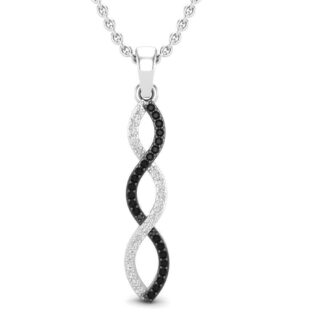 Elegant Twisted Silver Black Necklace with an intertwined black and silver design, featuring a polished finish and delicate chain.