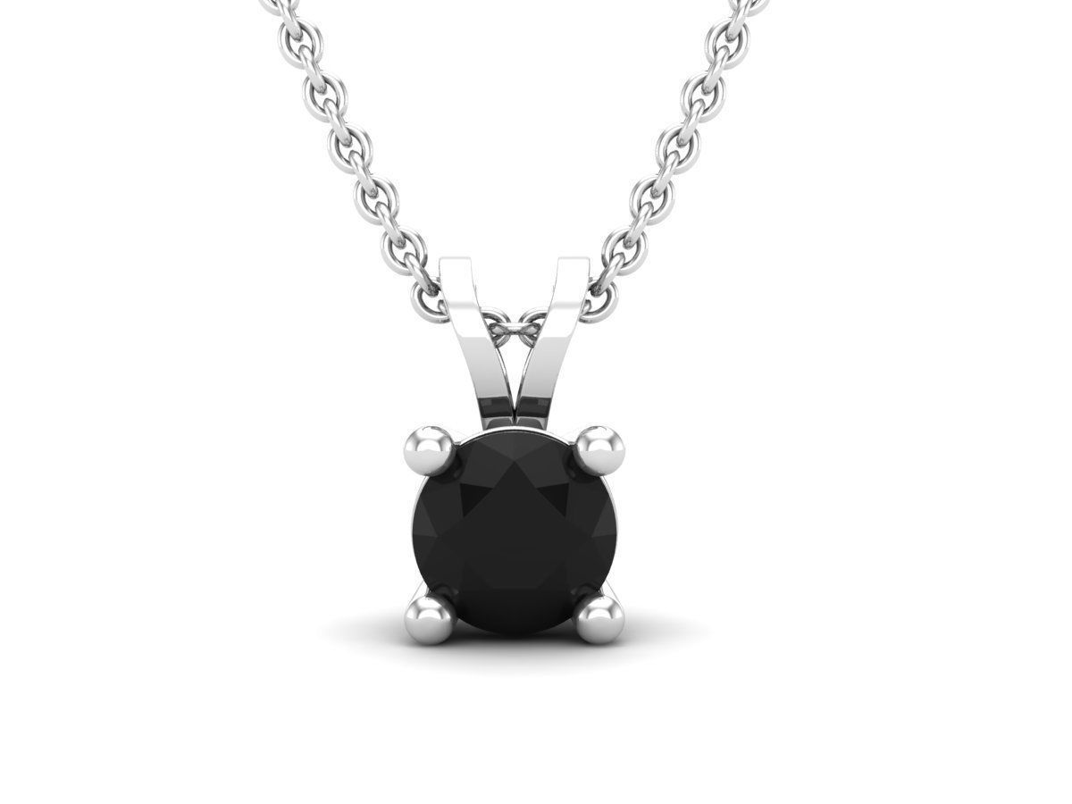 Solitaire Black Silver Necklace with sleek black gemstone pendant.