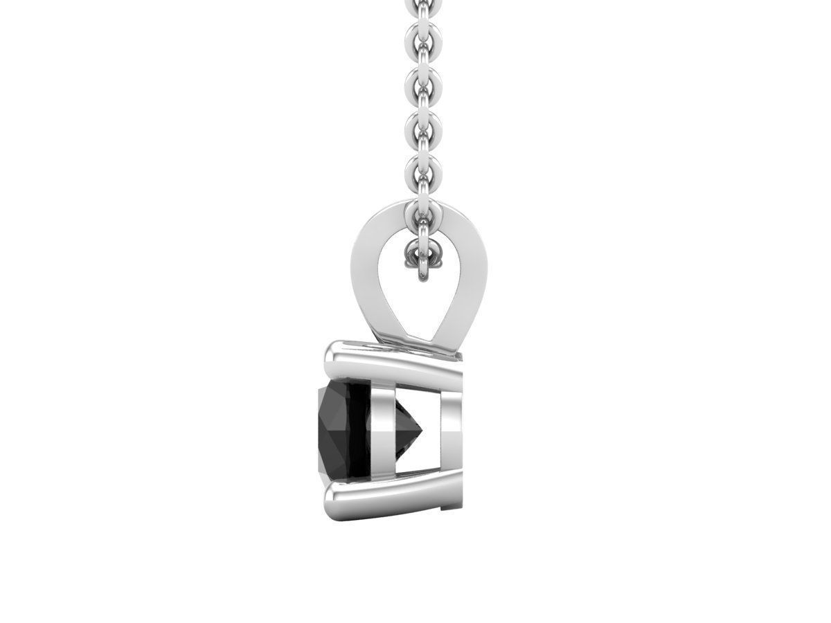 Solitaire Black Silver Necklace with sleek black gemstone pendant.