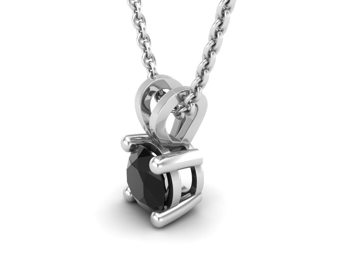 Solitaire Black Silver Necklace with sleek black gemstone pendant.