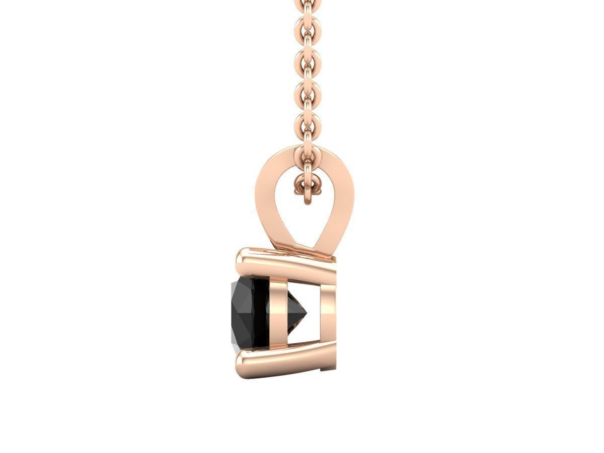 Solitaire Black Silver Necklace with sleek black gemstone pendant.