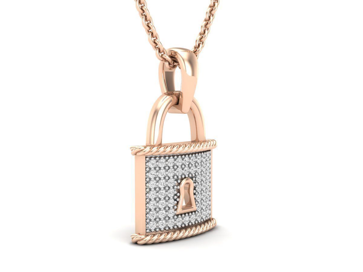 HFS-N036 (10) Sparkling Silver Lock Necklace featuring a gleaming silver lock pendant.