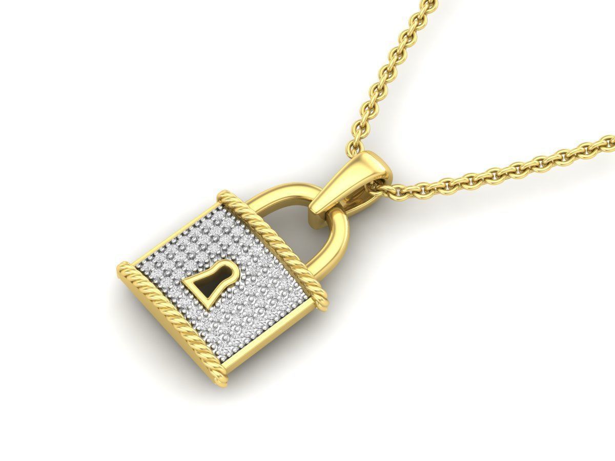 HFS-N036 (6) Sparkling Silver Lock Necklace featuring a gleaming silver lock pendant.