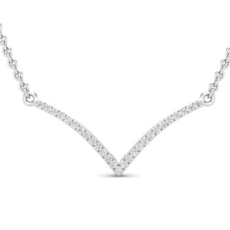 Elegant Silver V Necklace with a sparkling design in sterling silver.