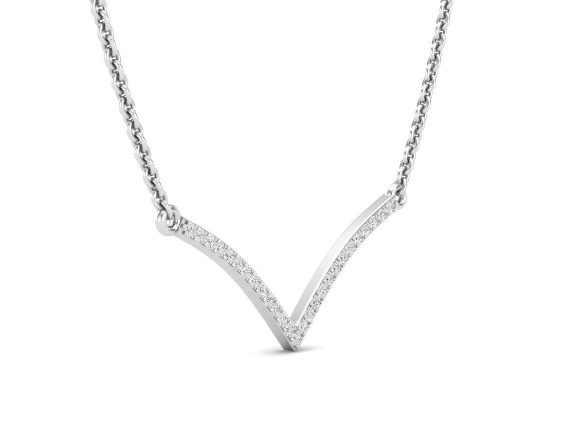 Elegant Silver V Necklace with a sparkling design in sterling silver.