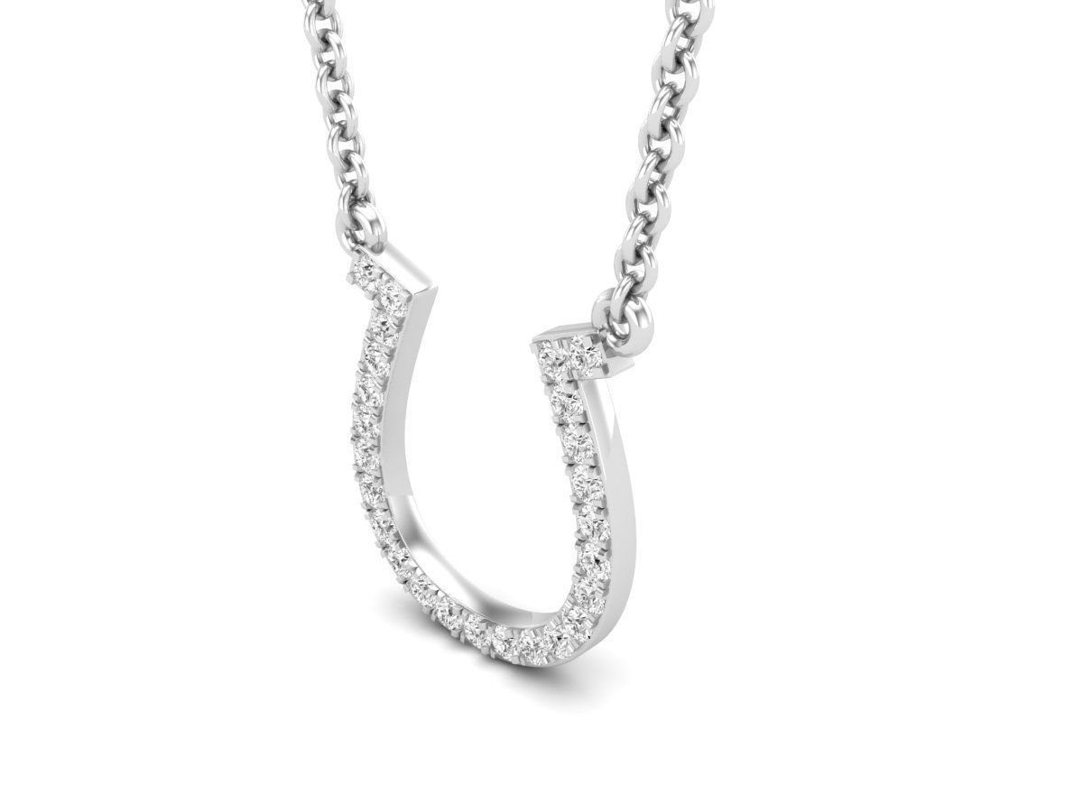 HFS-N038 (12) Sparkling Horseshoe Silver Necklace with a dazzling horseshoe pendant crafted in sterling silver.
