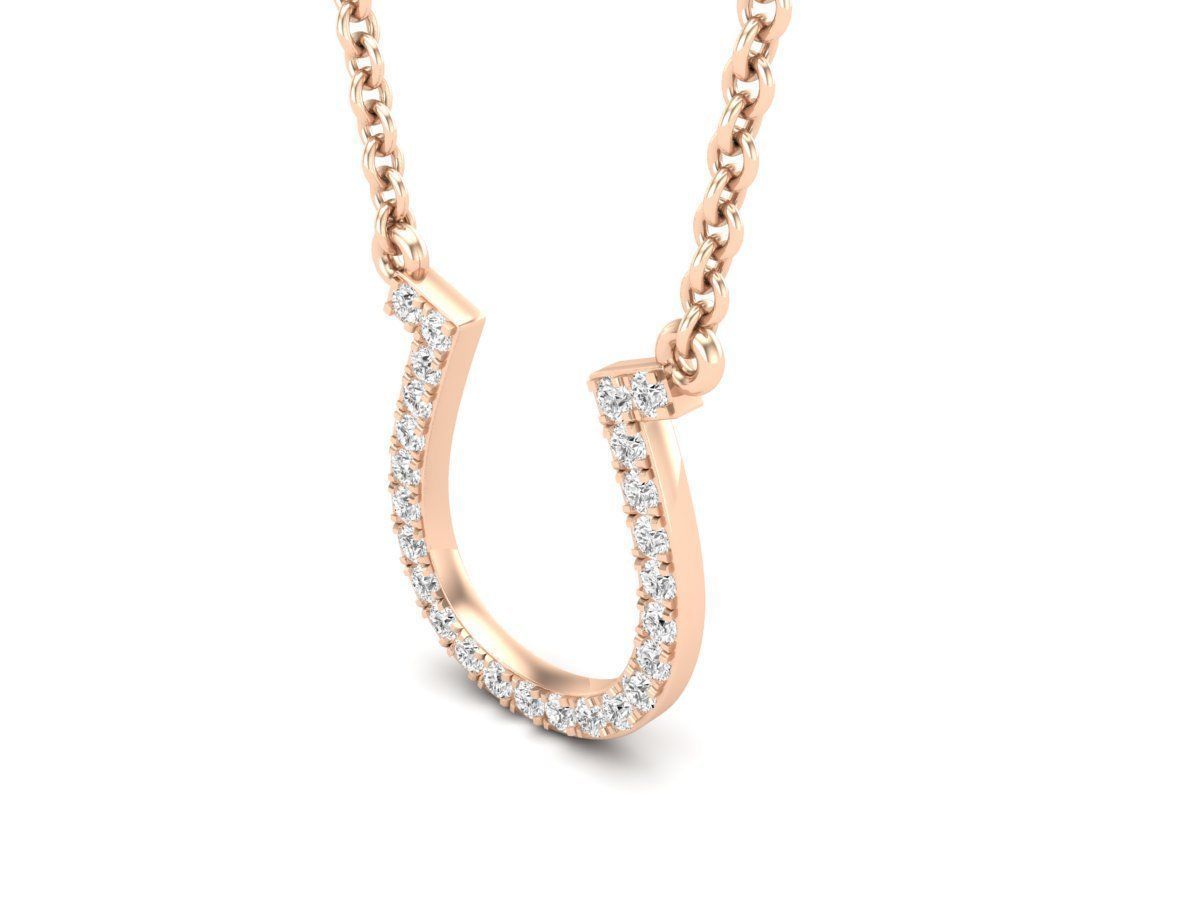 HFS-N038 (14) Sparkling Horseshoe Silver Necklace with a dazzling horseshoe pendant crafted in sterling silver.