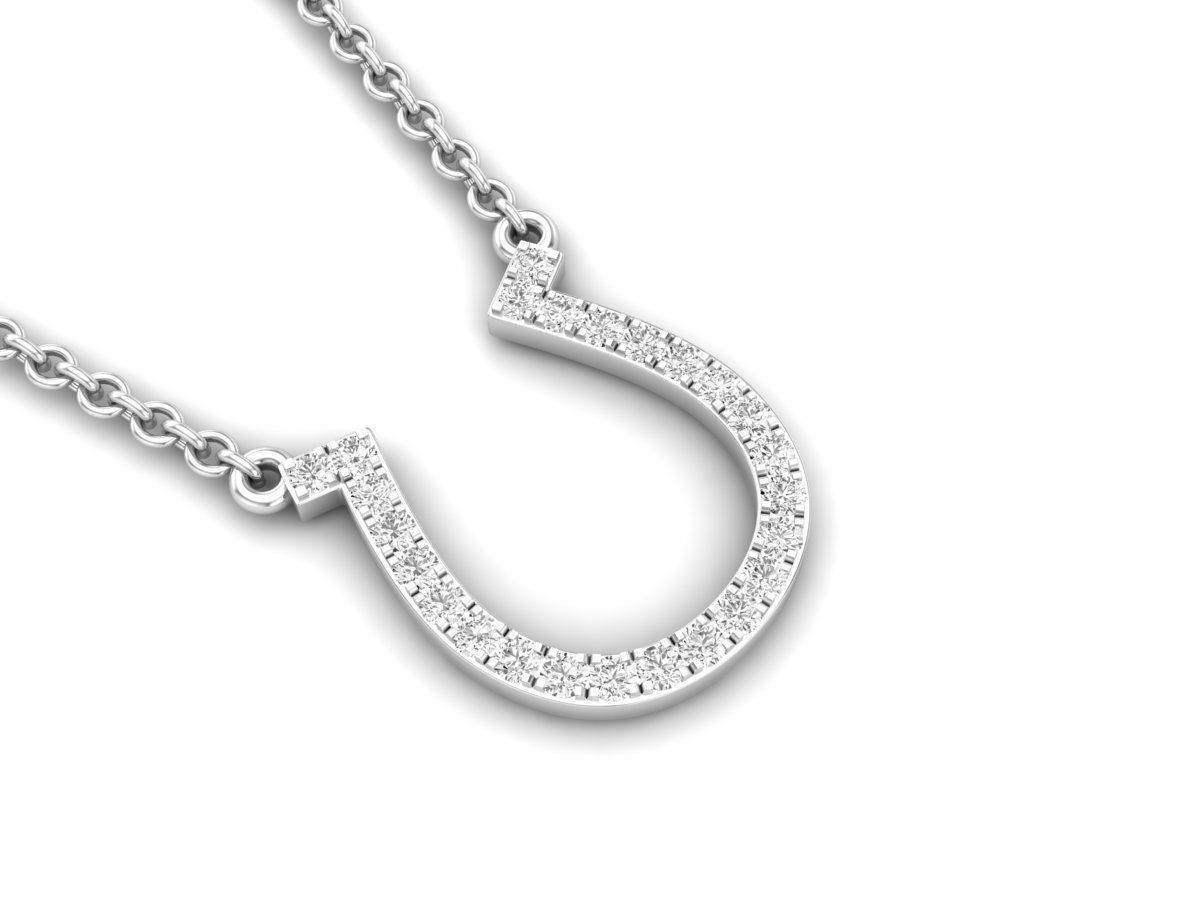 HFS-N038 (15) Sparkling Horseshoe Silver Necklace with a dazzling horseshoe pendant crafted in sterling silver.