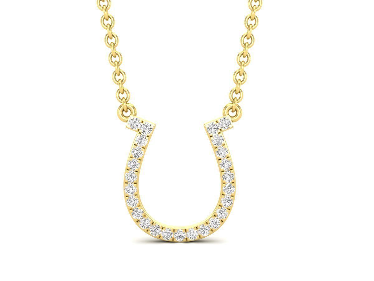 HFS-N038 (3) Sparkling Horseshoe Silver Necklace with a dazzling horseshoe pendant crafted in sterling silver.