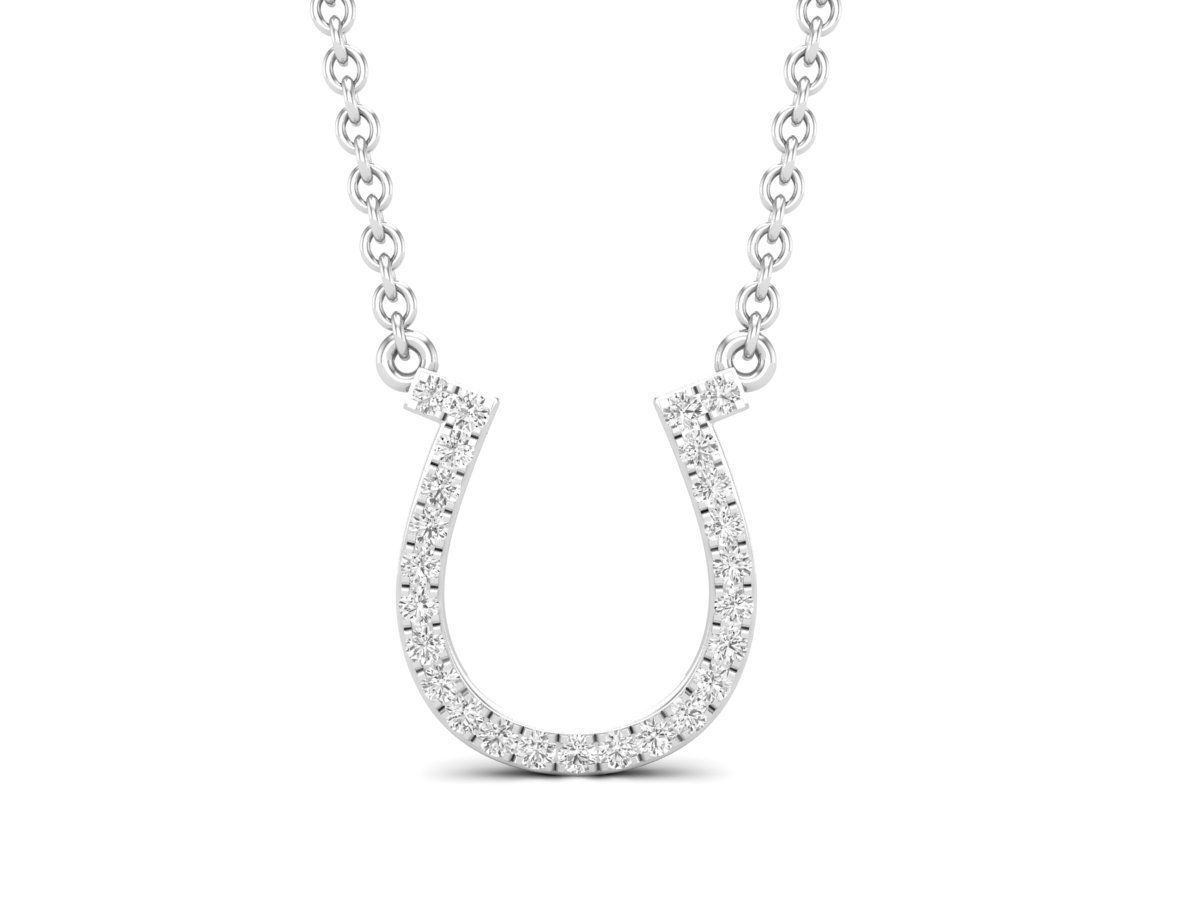 HFS-N038 (5) Sparkling Horseshoe Silver Necklace with a dazzling horseshoe pendant crafted in sterling silver.