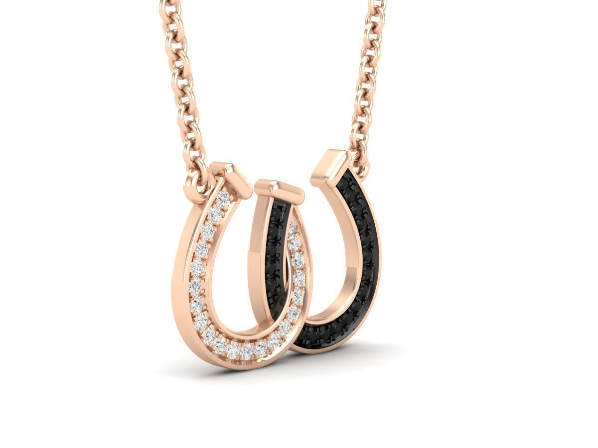 Sterling silver necklace with a sparkling couple horseshoe pendant.