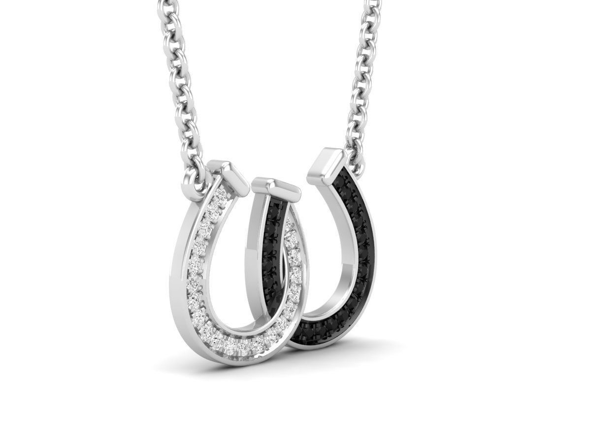 Sterling silver necklace with a sparkling couple horseshoe pendant.