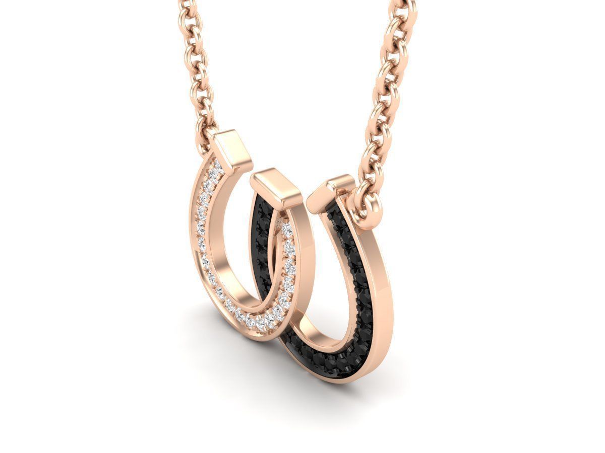 Sterling silver necklace with a sparkling couple horseshoe pendant.