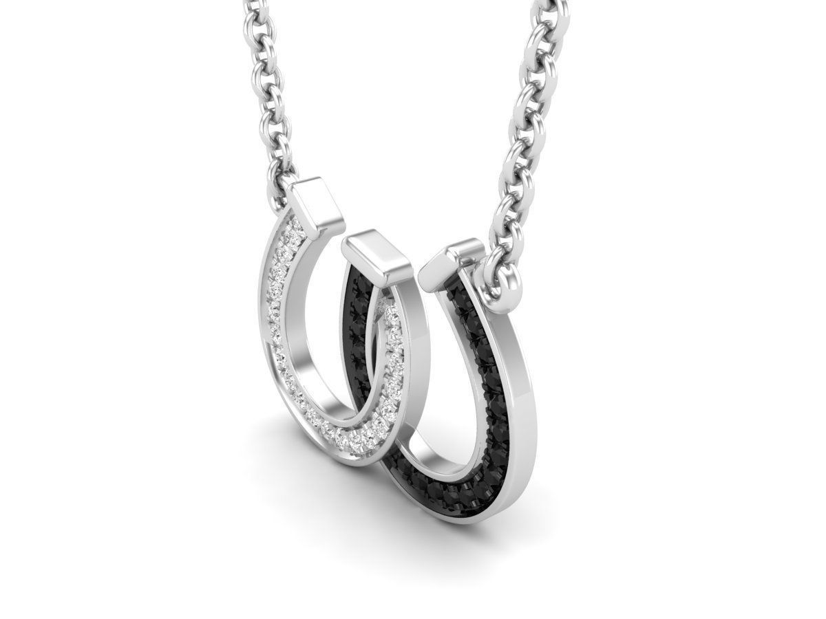 Sterling silver necklace with a sparkling couple horseshoe pendant.