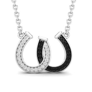 Sterling silver necklace with a sparkling couple horseshoe pendant.