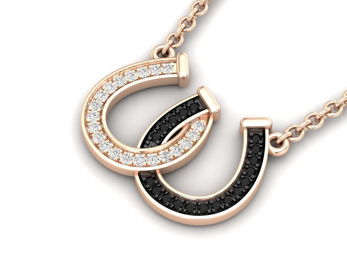 Sterling silver necklace with a sparkling couple horseshoe pendant.