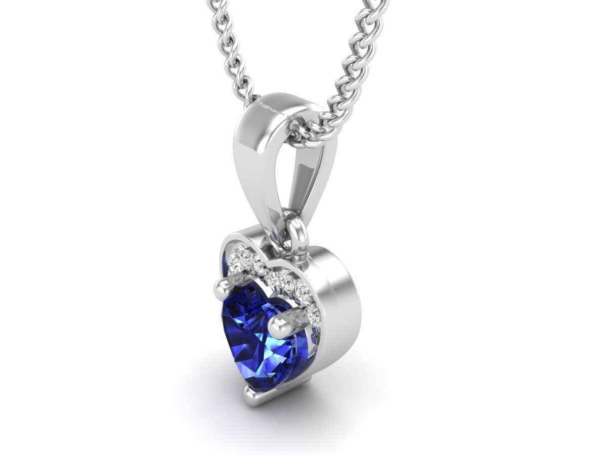 Elegant Sapphire Heart Necklace with a sparkling blue heart-shaped pendant in sterling silver.
