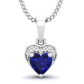 Elegant Sapphire Heart Necklace with a sparkling blue heart-shaped pendant in sterling silver.