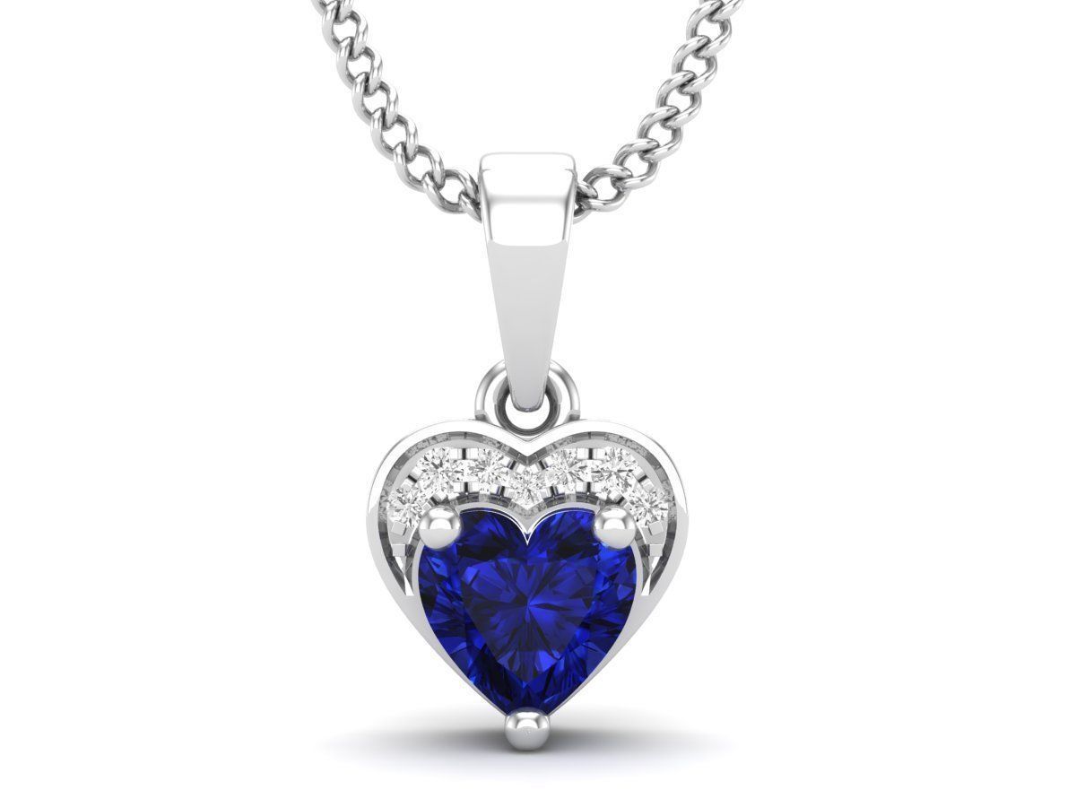 Elegant Sapphire Heart Necklace with a sparkling blue heart-shaped pendant in sterling silver.