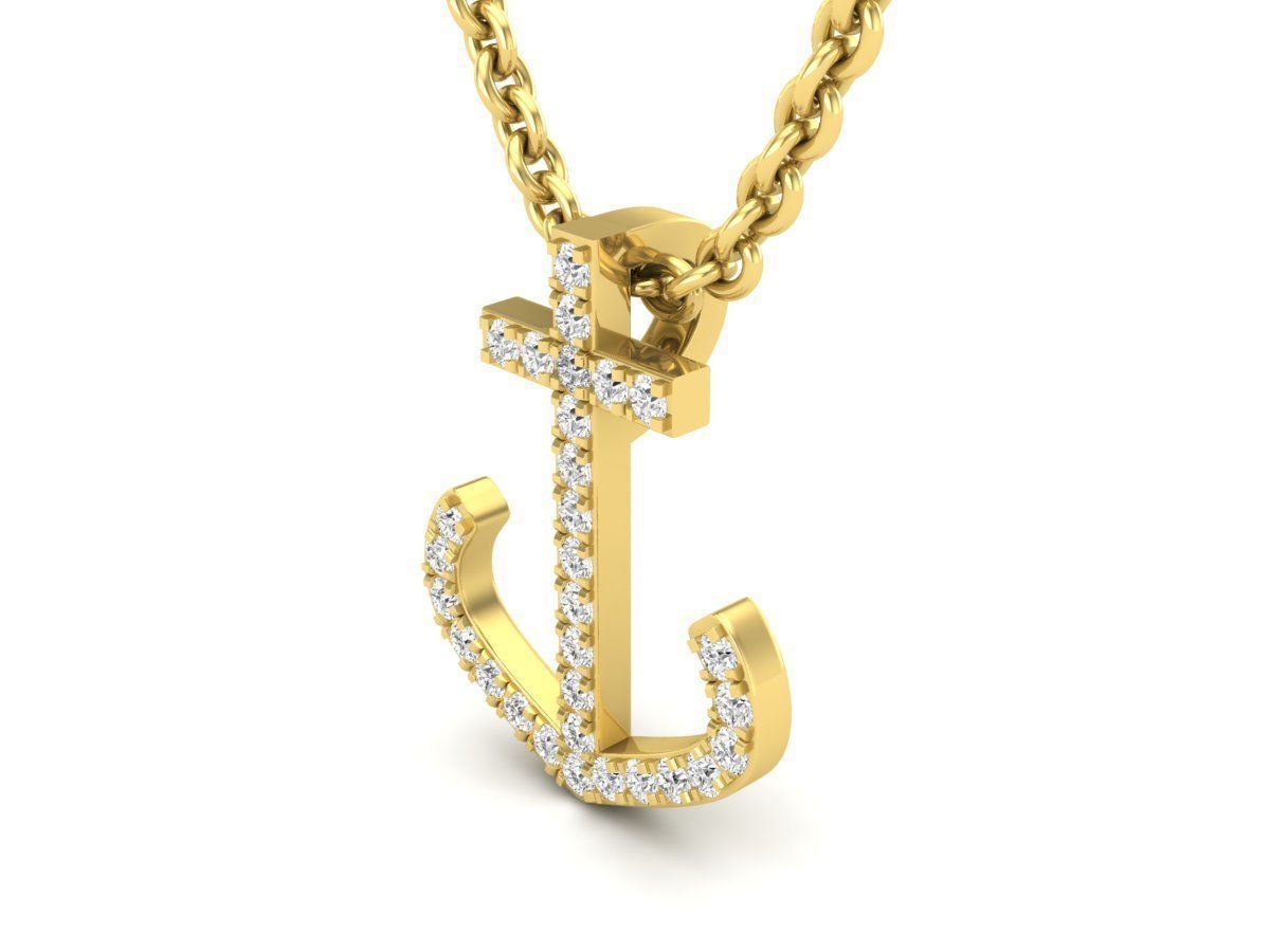 HFS-N041 (1) Sparkling Anchor Silver Necklace with a gleaming anchor pendant